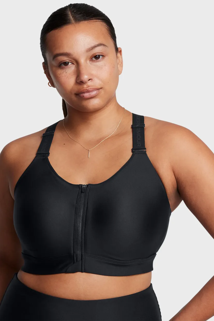 Жіночий чорний топ UA Infinity High Zip 2.0 Bra 3