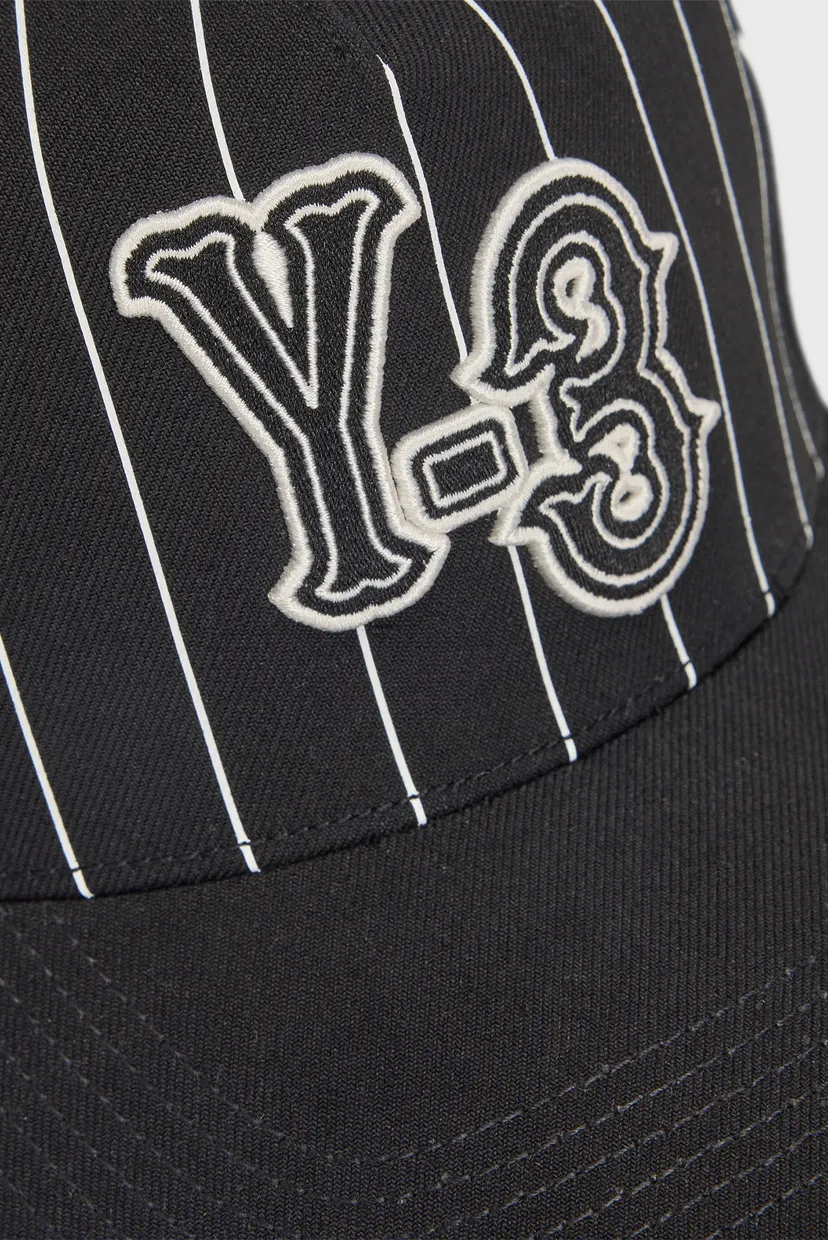 Чорна кепка у смужку Y-3 PINSTRIPE 3