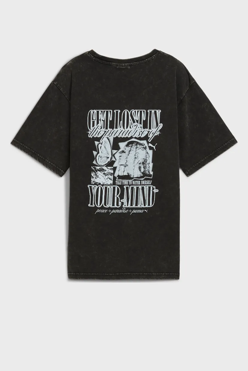 Женская черная футболка Graphic Paradise Mindset Washed Relaxed Tee Women 5
