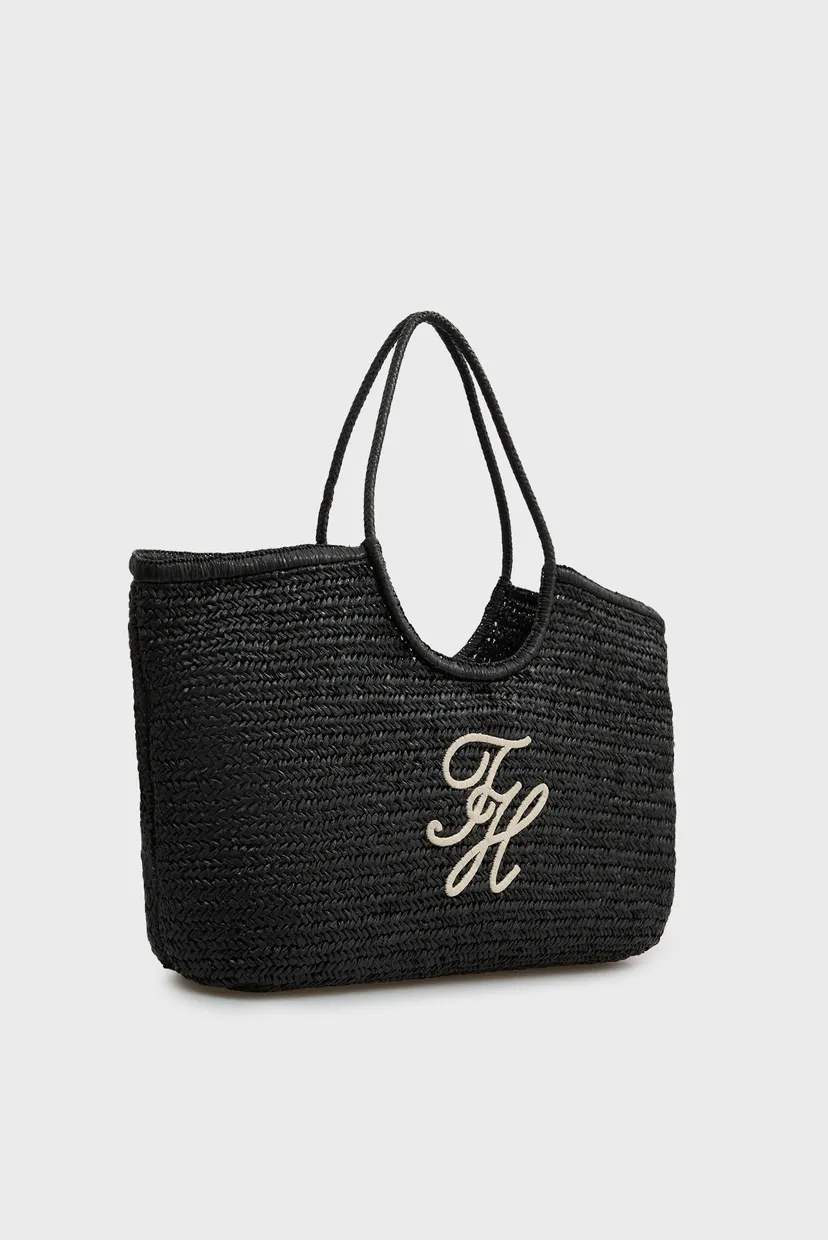 Жіноча чорна сумка ELEV MAXI RAFFIA 3