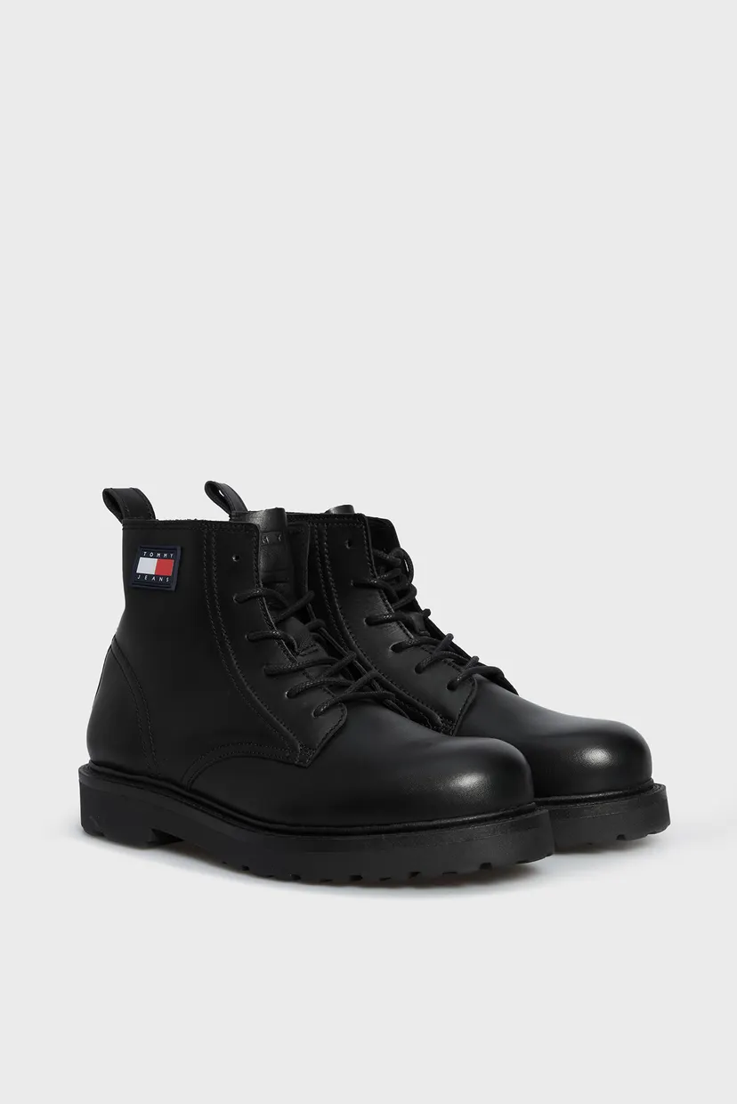 Чоловічі чорні шкіряні черевики TJM RUBERIZED LACE UP BOOT 3