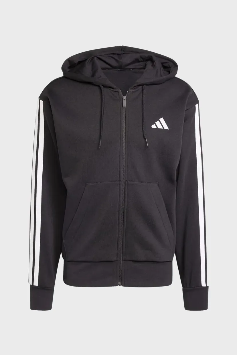 Мужское черное худи Essentials 3-Stripes Fleece 6
