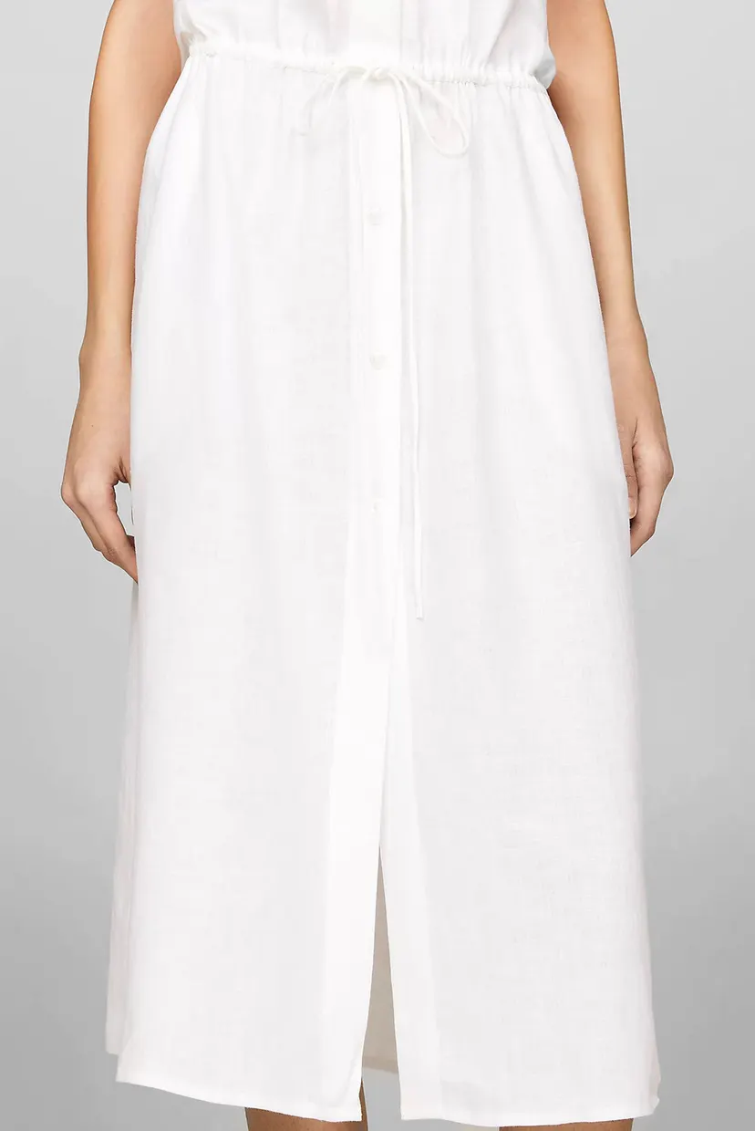 Жіноча біла лляна сукня LINEN SS MIDI SHIRT DRESS 4