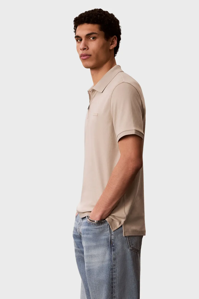 Чоловіче бежеве поло SLIM SUPIMA ZIP 3