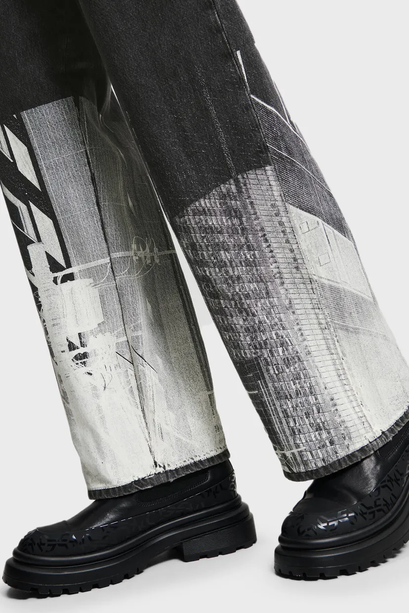 Чоловічі чорні джинси klj baggy print denim 4