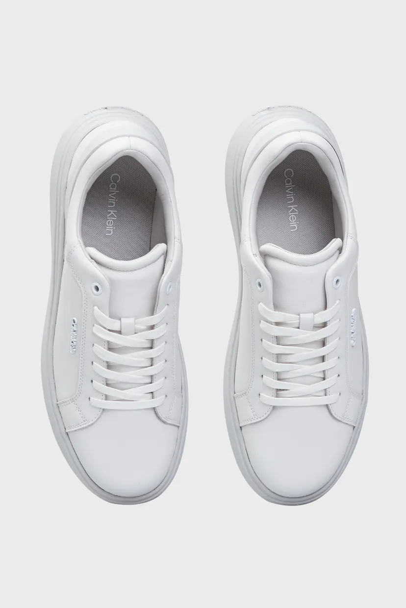 Мужские белые кожаные сникерсы LOW TOP LACE UP W/ STRIPE 4