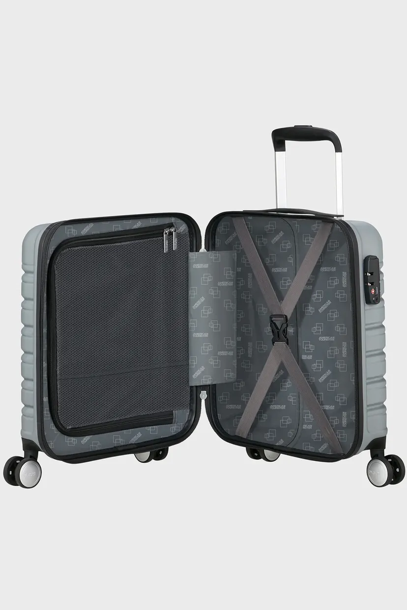 Серый чемодан 45 см FLASHLINE SKY SILVER 5