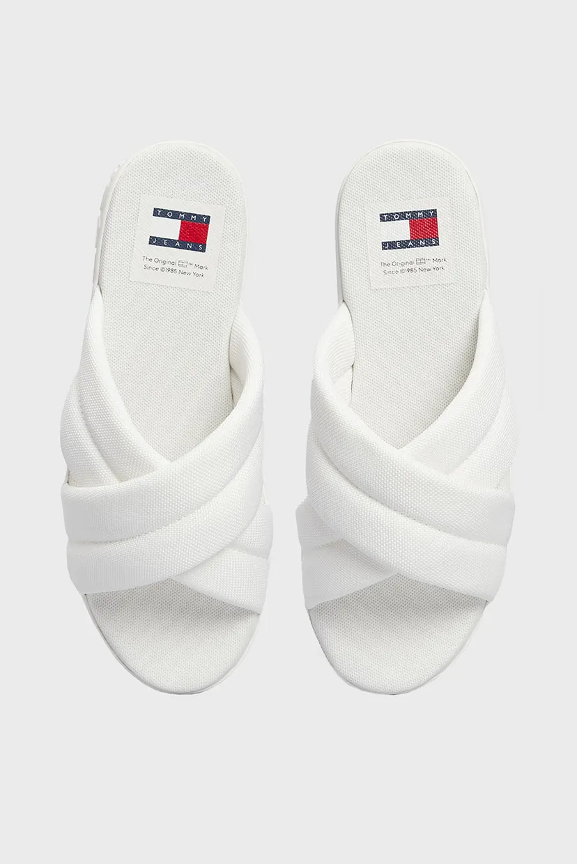 Женские белые слайдеры TJW LETTERING FLATFORM SANDAL 4