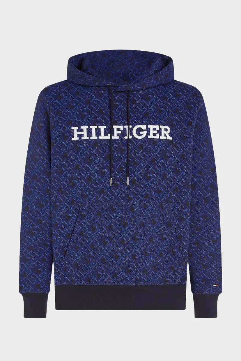 Мужское синее худи с узором AOP MONOGRAM HOODY 5