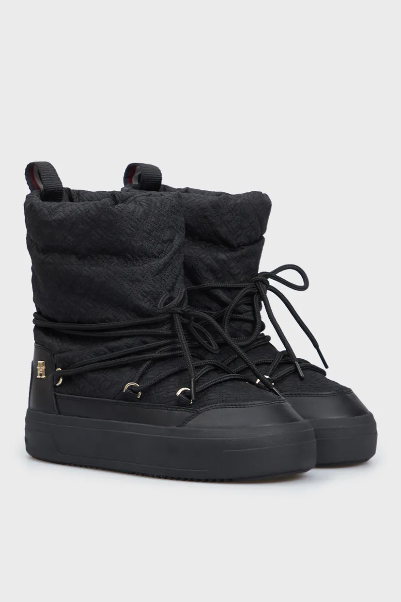 Женские черные луноходы с узором LACE-UP MONOGRAM SNOWBOOT 3