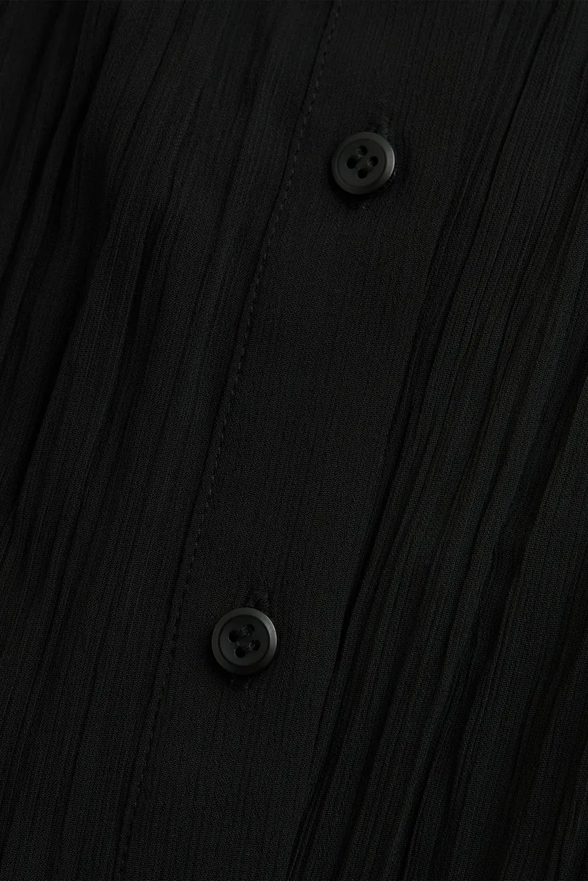 Женское черное платье PLEATED LS MIDI SHIRT DRESS 4