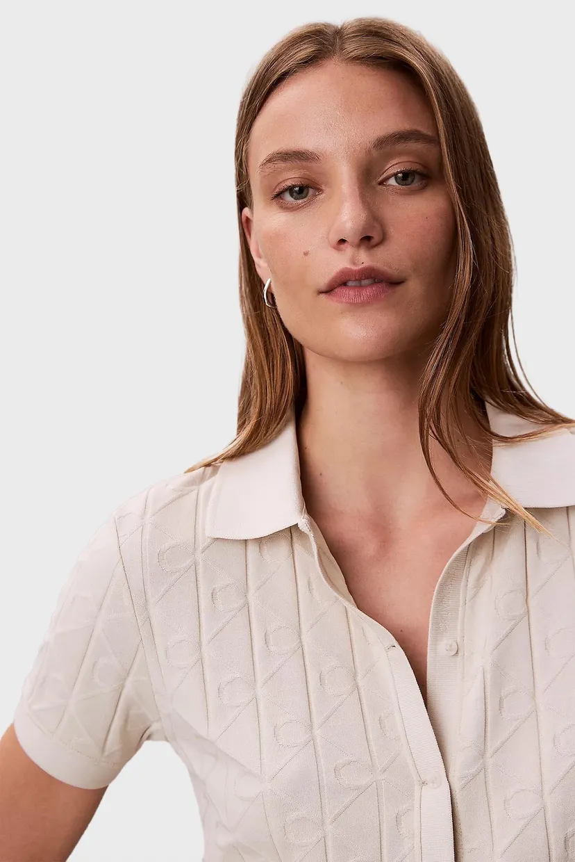 Женское белое поло JACQUARD 4