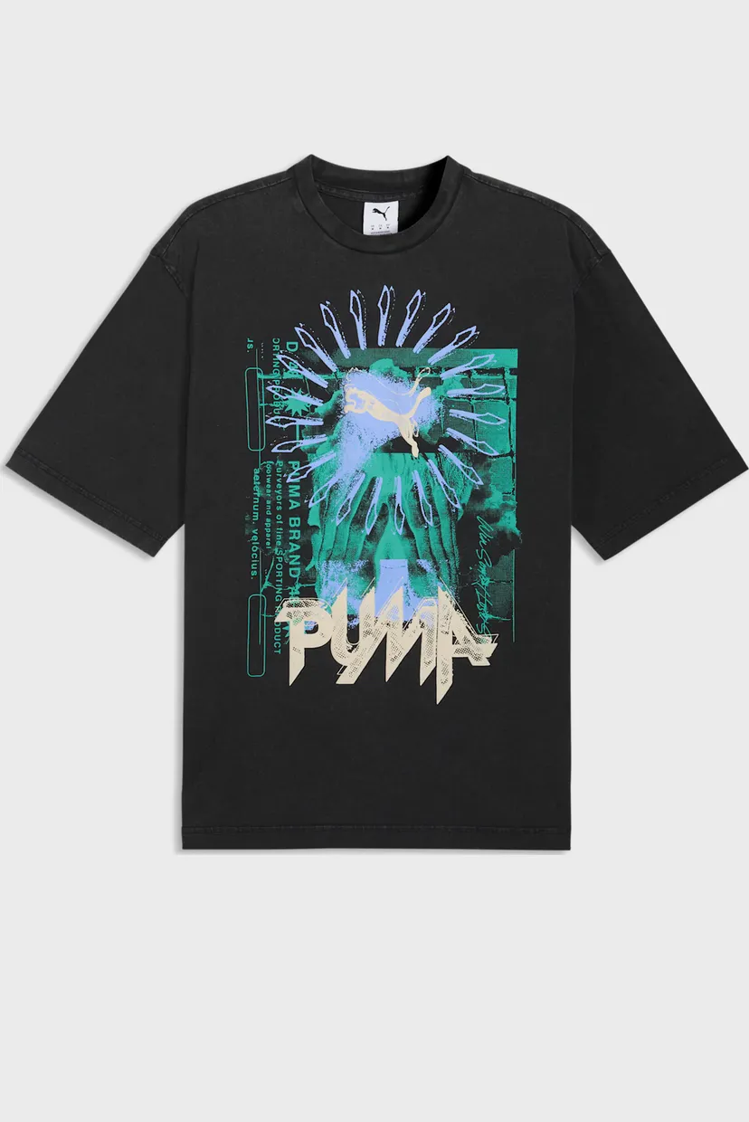 Чоловіча чорна футболка Graphic Boxy Washed Tee Men 4