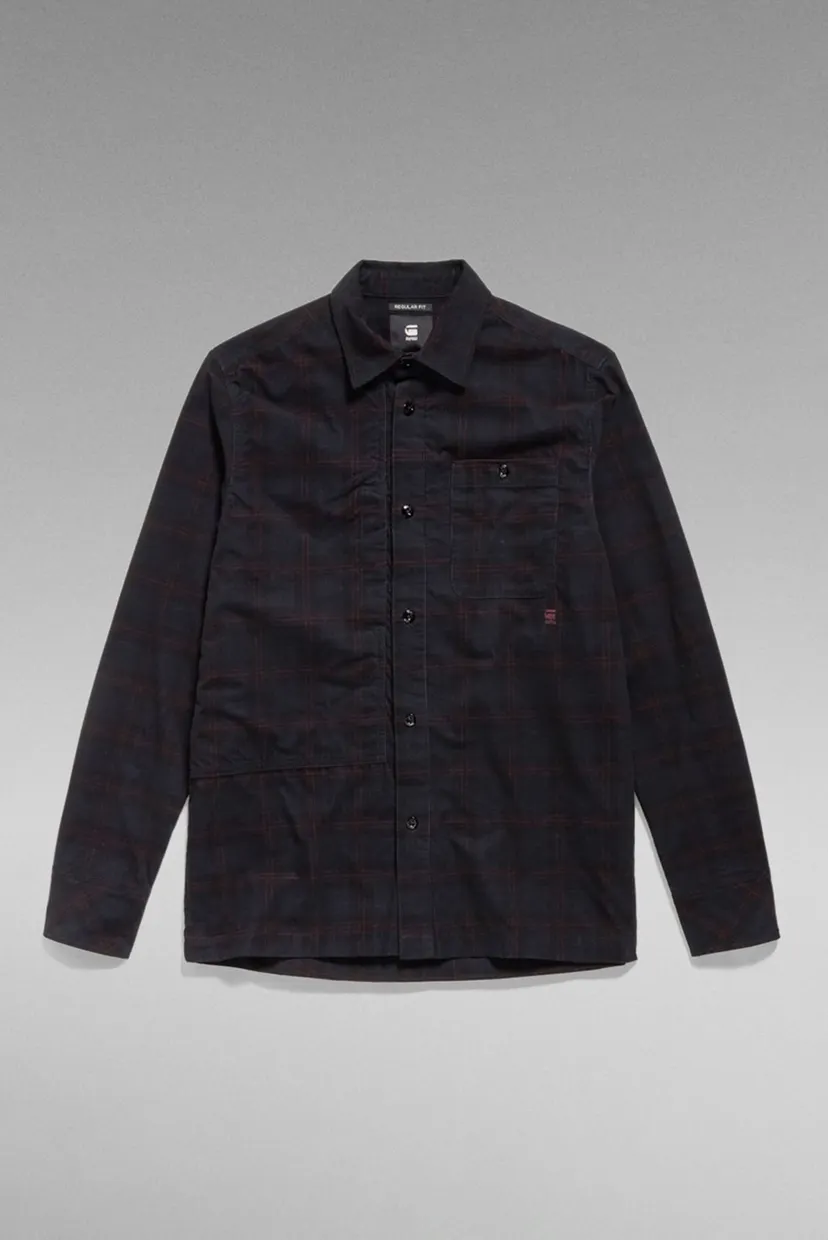 Мужская черная вельветовая рубашка в клетку Workwear Panel 4