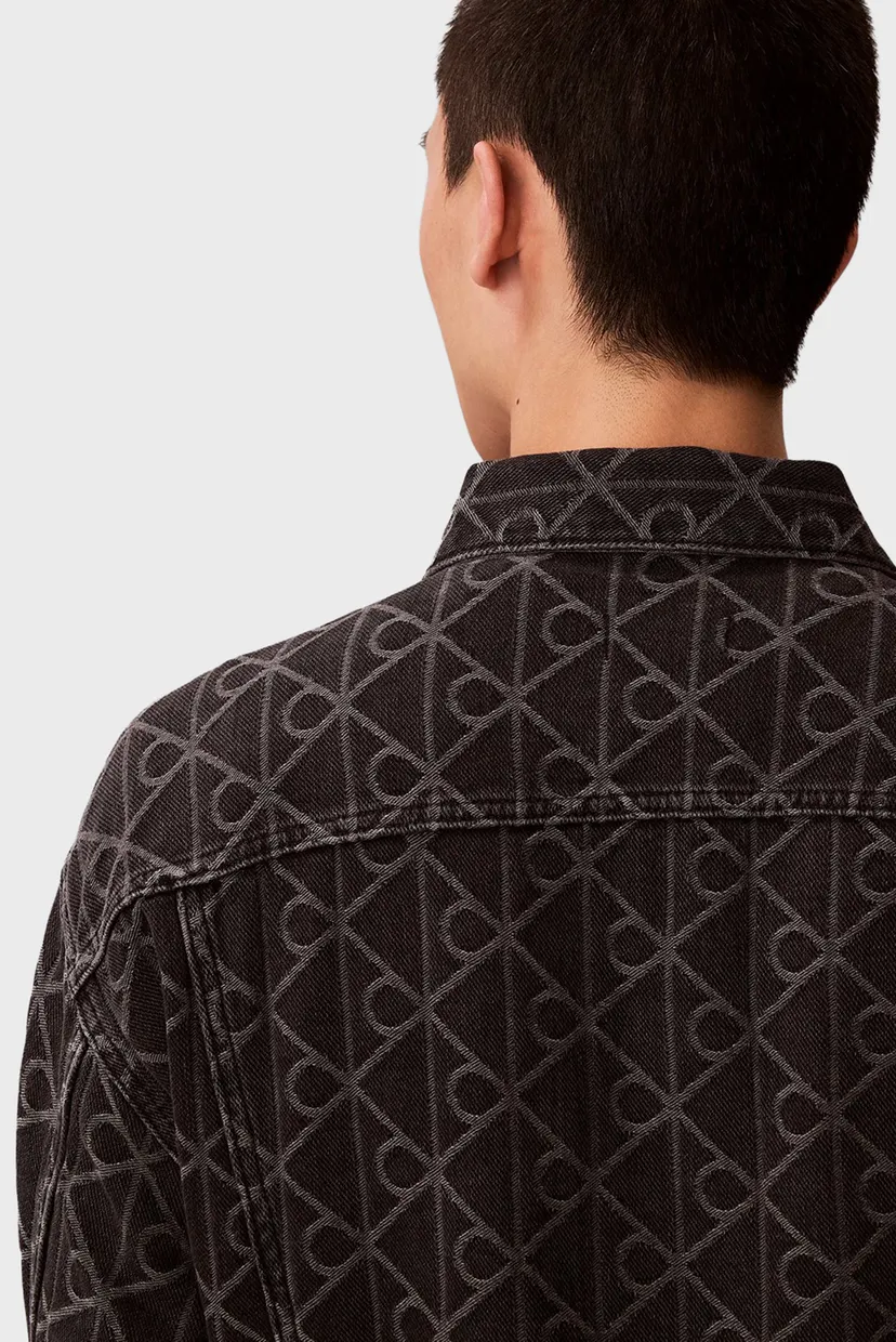 Чоловіча чорна джинсова куртка з візерунком JACQUARD 5