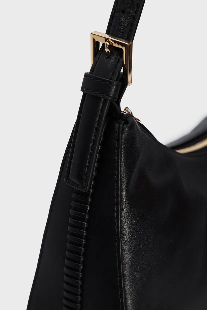 Женская черная кожаная сумка CREST LEATHER HOBO 5