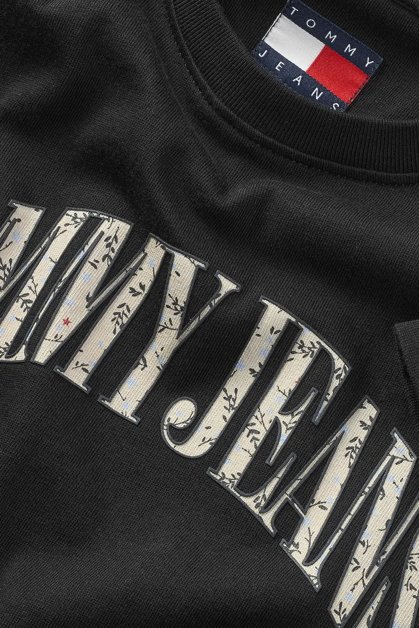 Жіноча чорна футболка TJW REG FLORAL VARSITY 5