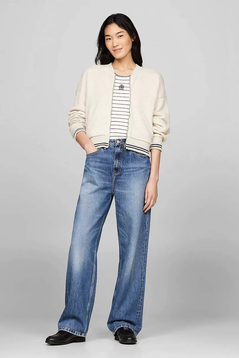 Жіноча бежева спортивна кофта CROP VARSITY ZIPUP 3