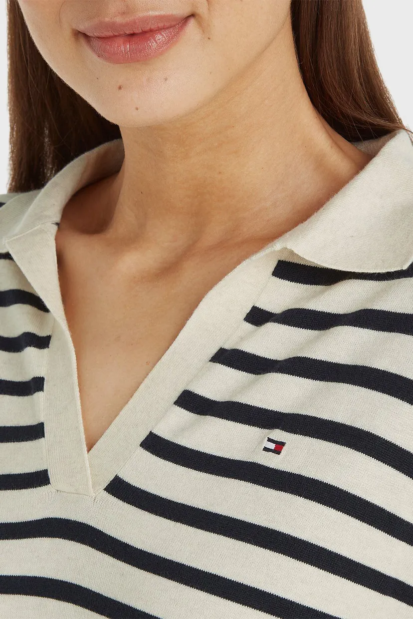 Женское бежевое платье в полоску CO JERSEY STITCH POLO SWT DRESS 3