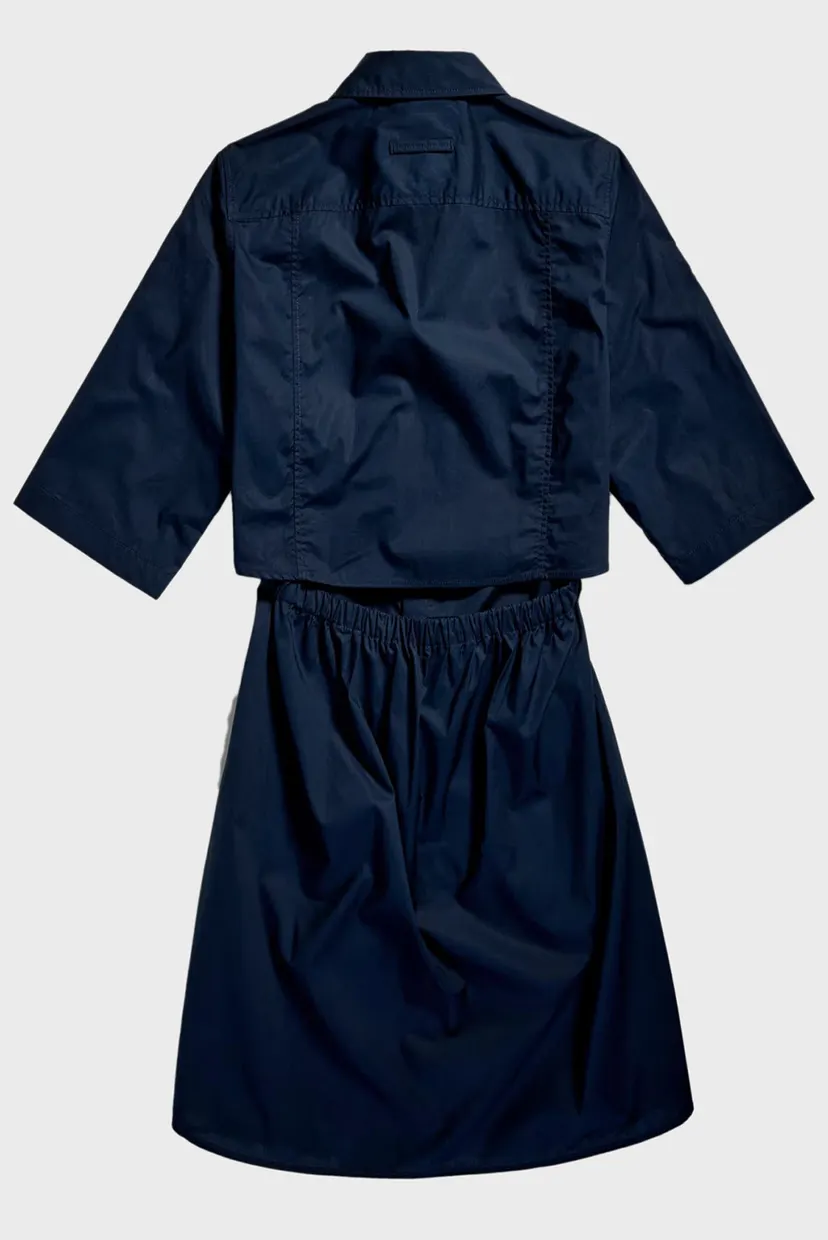 Женское темно-синее платье Open back shirt dress 5