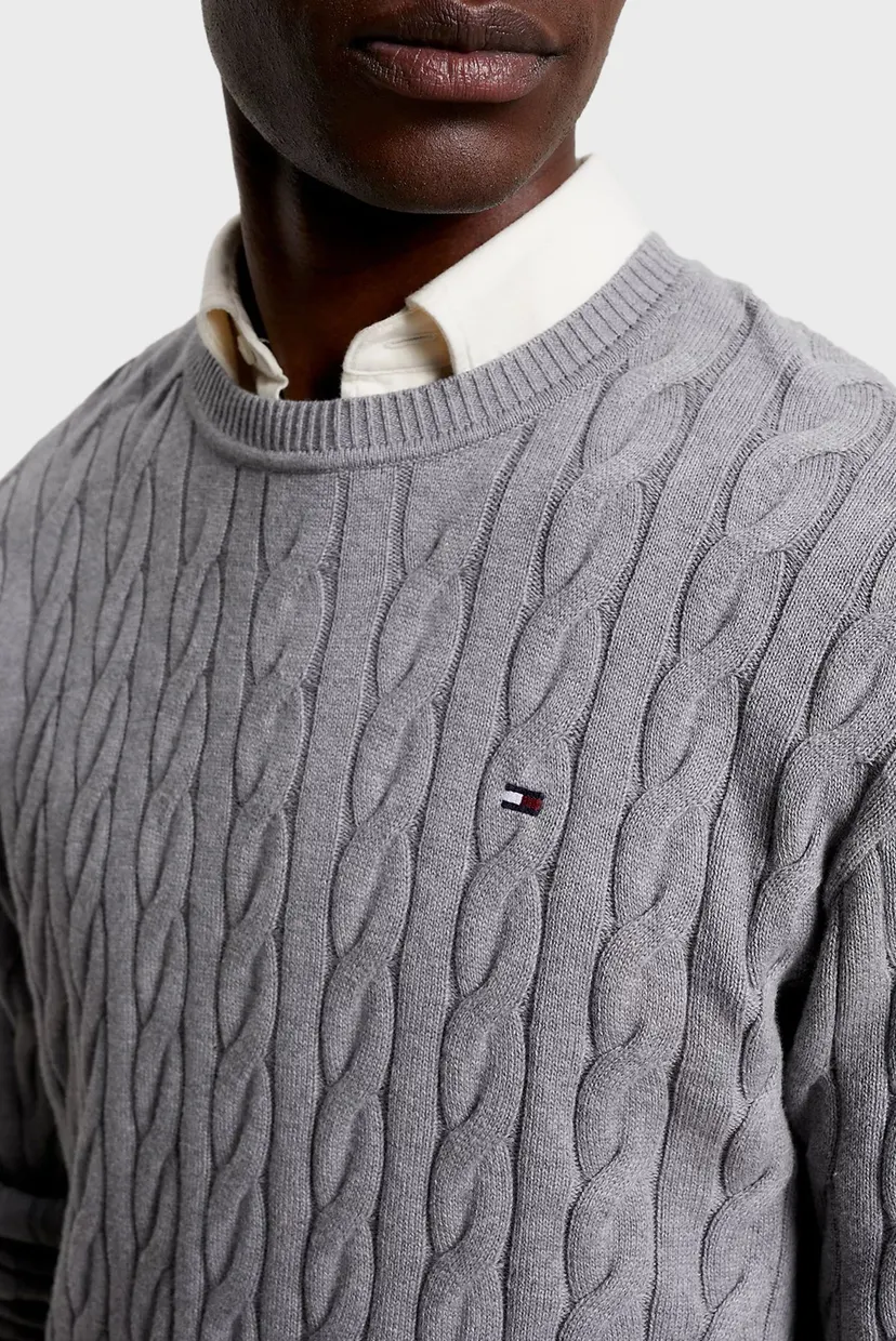Чоловічий сірий джемпер CLASSIC CABLE CREW NECK 4