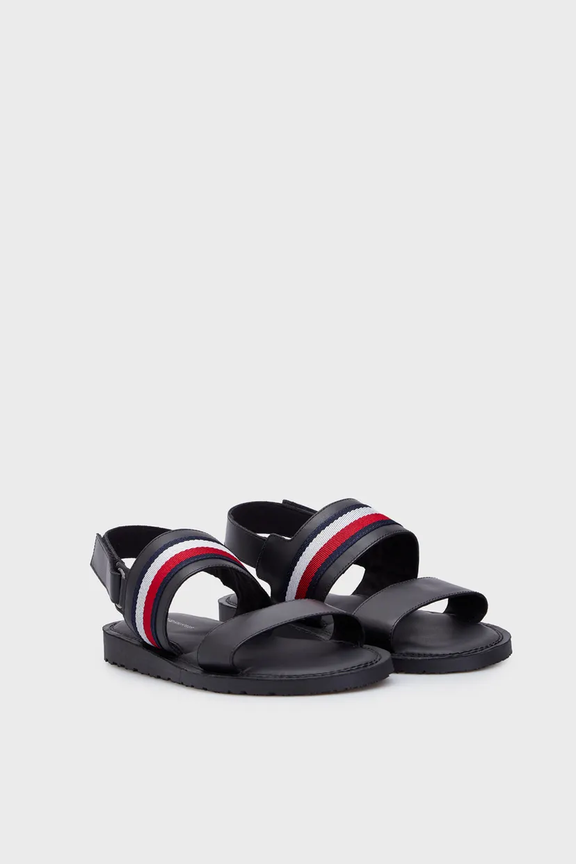 Чоловічі чорні шкіряні сандалі CORE HILFIGER LTH STRAPPY 3