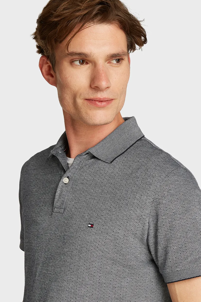 Чоловіче сіре поло з візерунком JACQUARD MICROPATTERN REG POLO 4