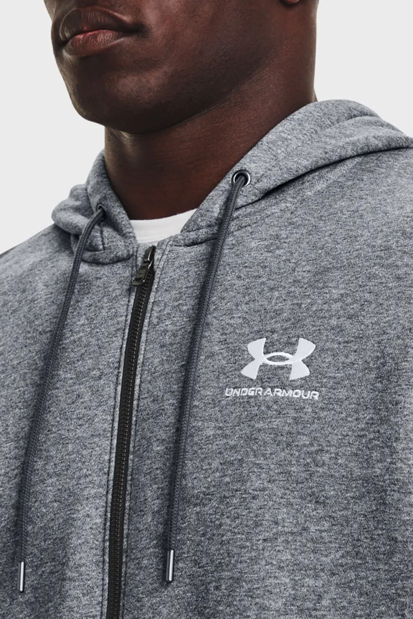 Мужское серое худи UA Essential Fleece FZ 4