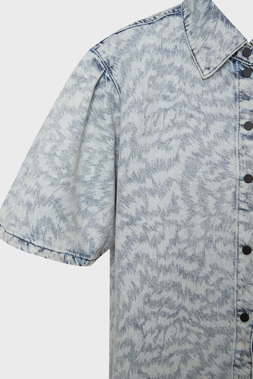 Женская голубая джинсовая рубашка с узором AOP DENIM SHIRT 3