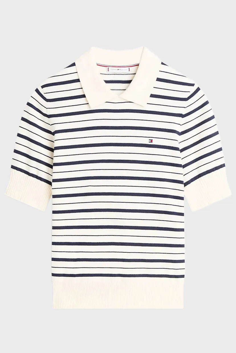 Женское белое поло в полоску CO JERSEY FINE GG POLO S/S SWT 5
