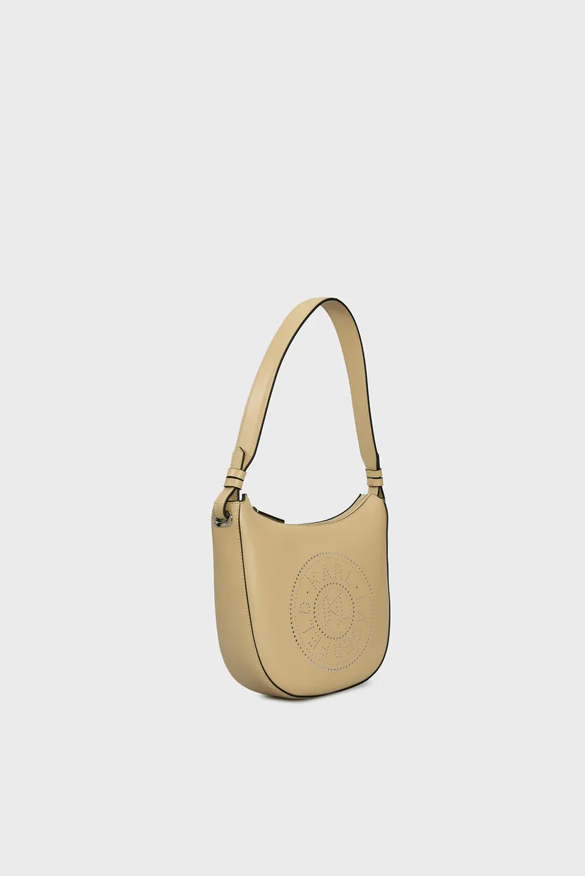 Жіноча бежева шкіряна сумка k circle moon shb perforated 3