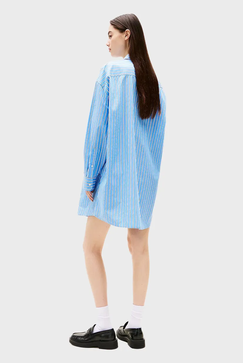 Женское голубое платье в полоску MINI SHIRT 3