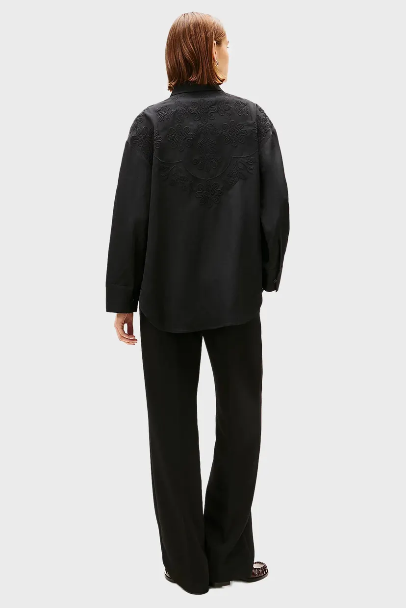 Жіноча чорна блуза EMBROIDERY MODERN FIT LS SHIRT 3