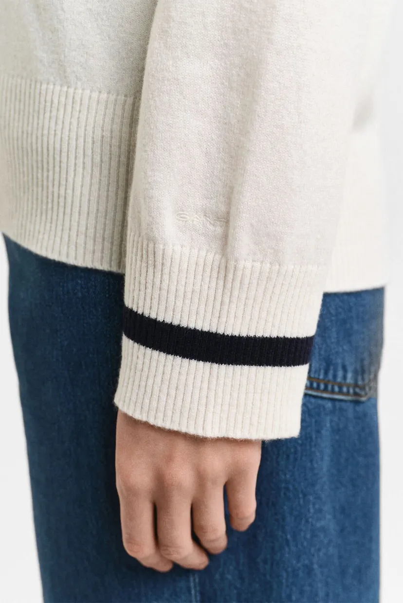 Женский белый шерстяной пуловер SUPERFINE LAMBSWOOL CONT V-NECK 5