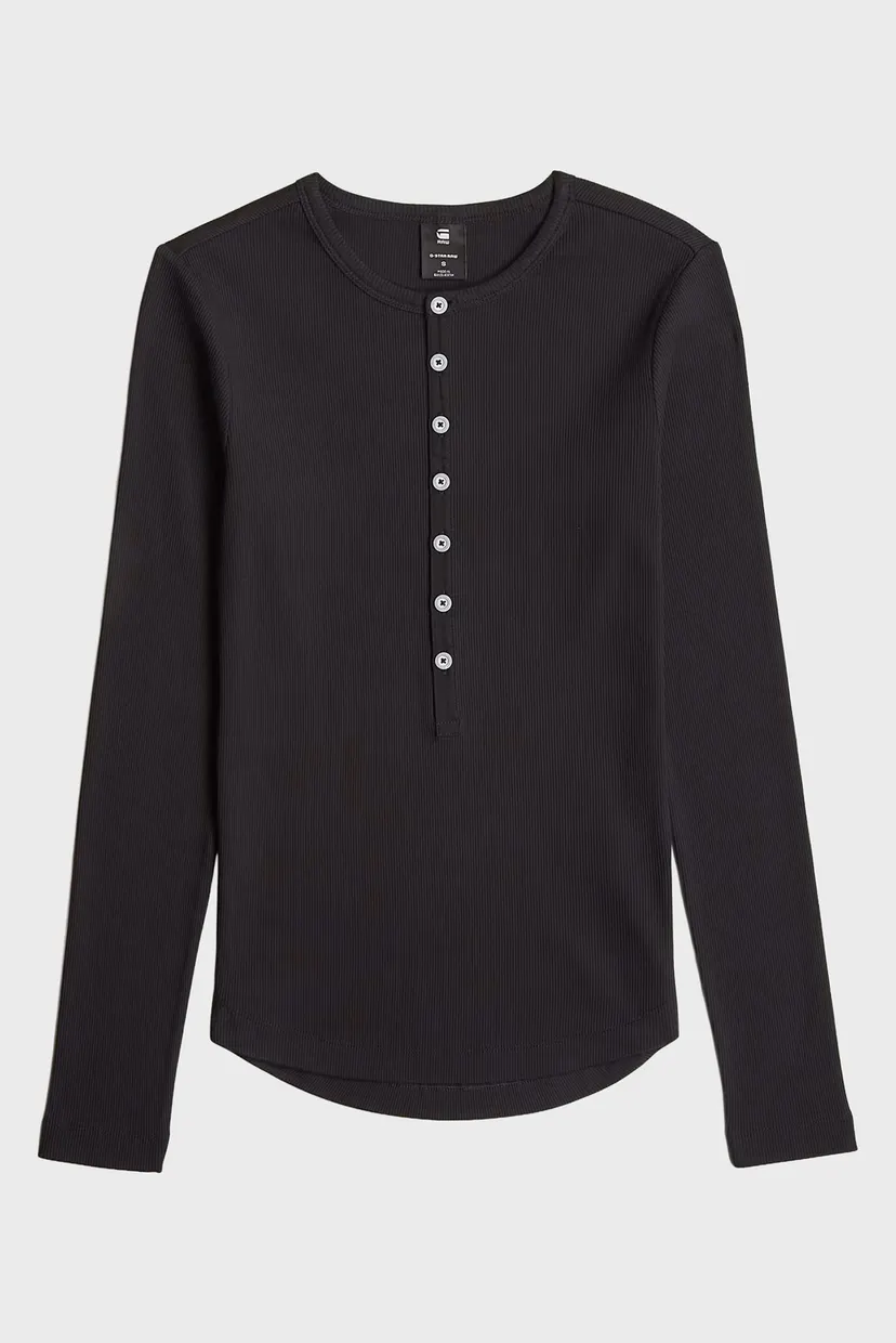 Женский черный лонгслив Henley 5