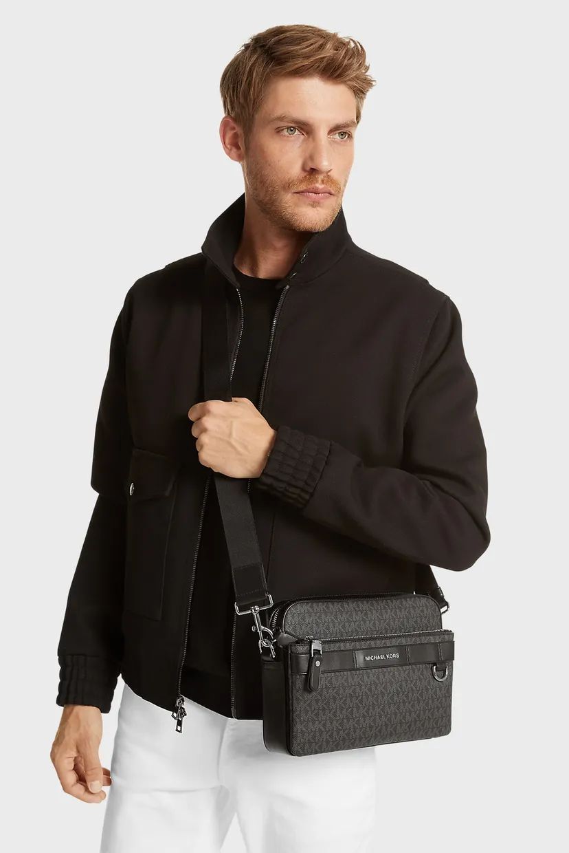 Чоловіча чорна сумка з візерунком HUDSON DUAL XBODY Michael Kors