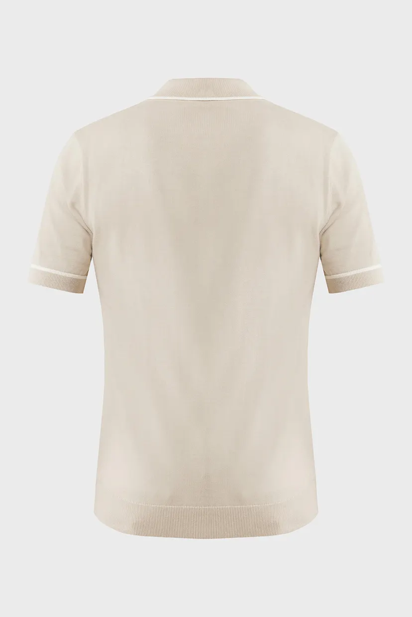 Мужское бежевое поло Knitted polo with tippings 6