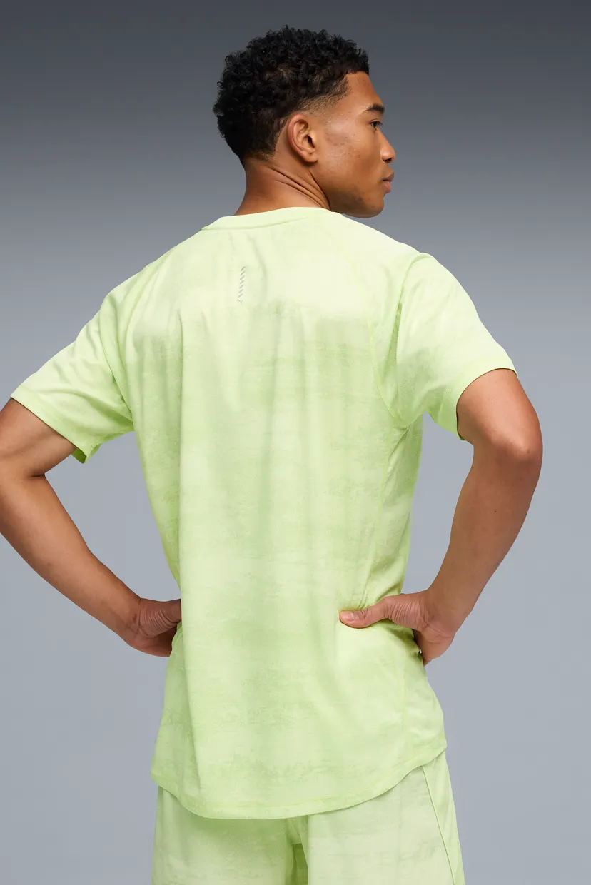 Мужская салатовая футболка с узором Run Velocity Printed Tee Men 3