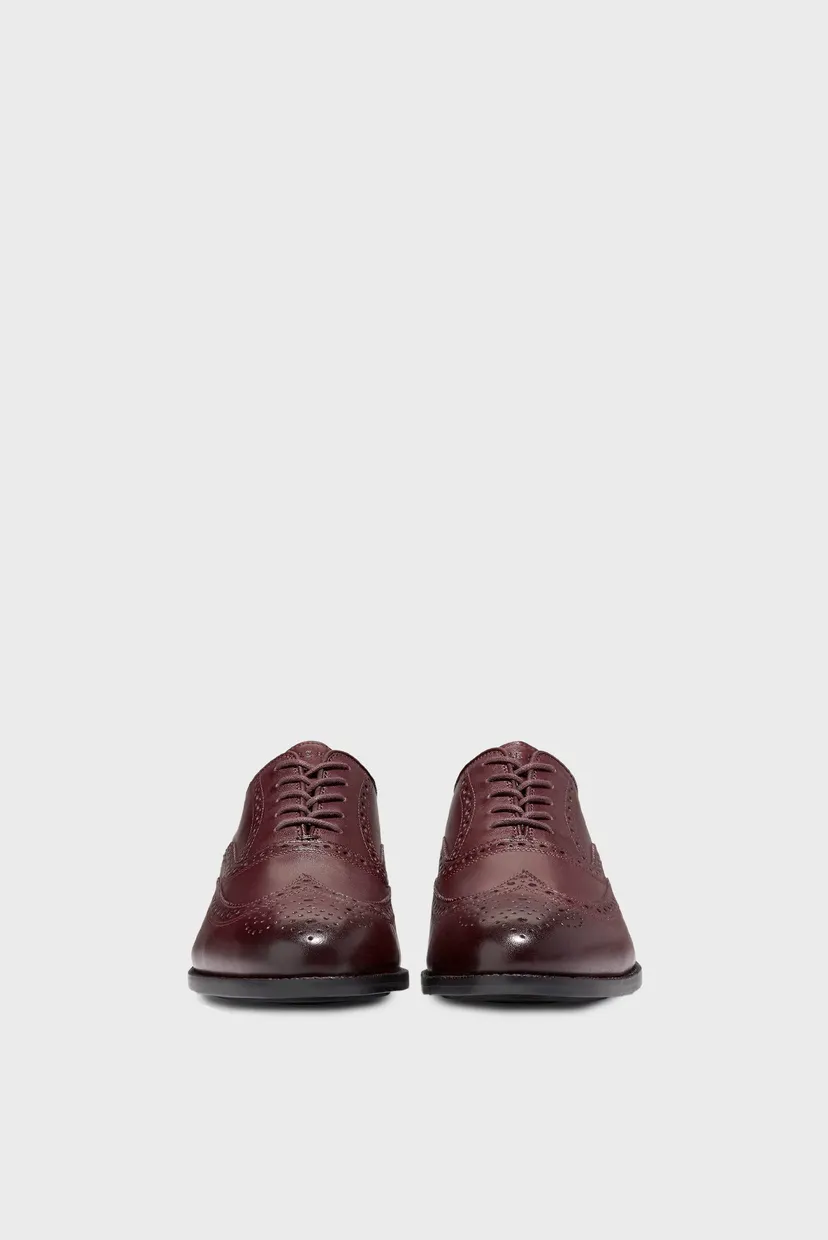Мужские бордовые кожаные броги Broadway Wingtip Oxford 5