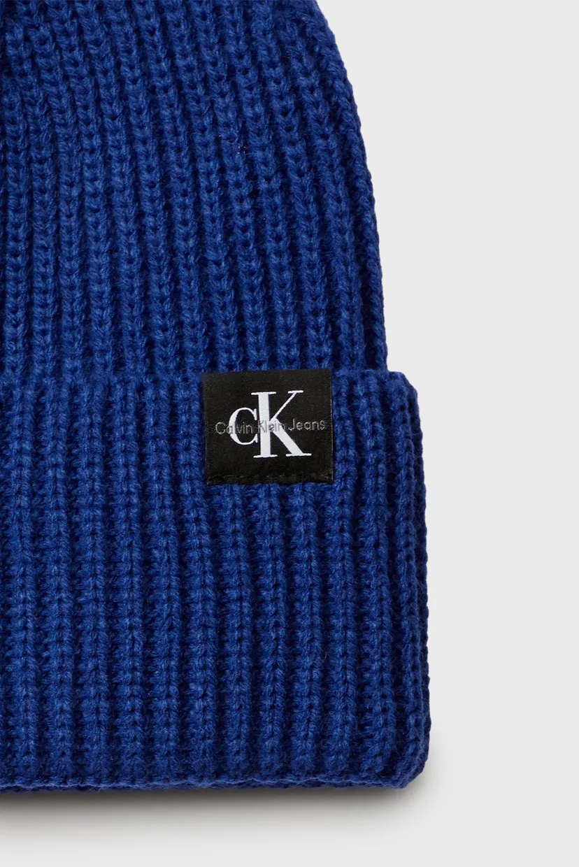 Детская синяя шапка MONOGRAM RIB BEANIE 4