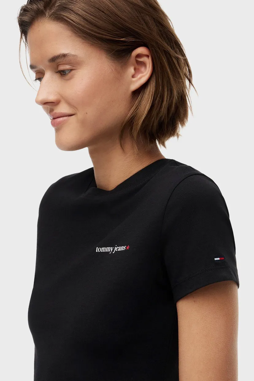 Жіноча чорна футболка SLIM ESS LOGO 4