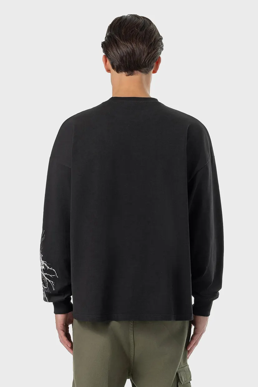 Чоловічий чорний лонгслів Routs Oversized Longsleeve 4