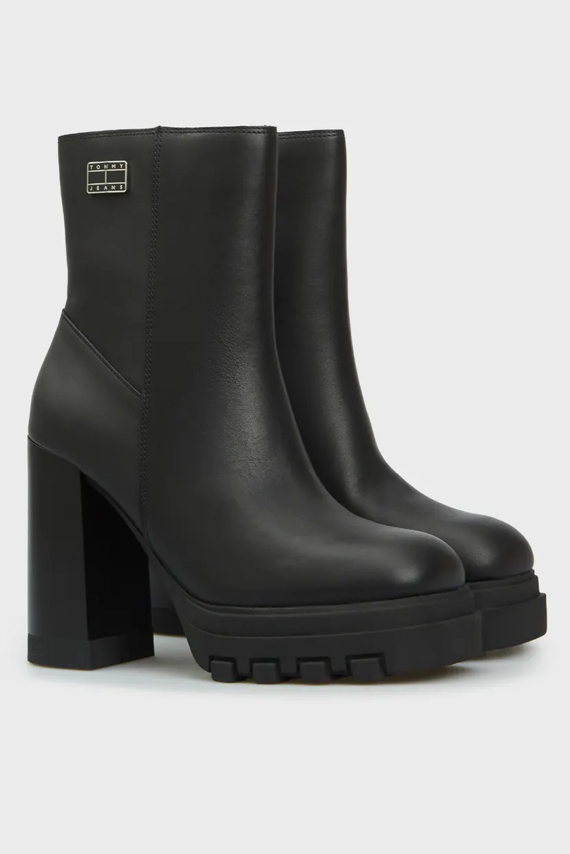 Женские черные кожаные ботильоны TJW HIGH HEEL ANKLE BOOT 3
