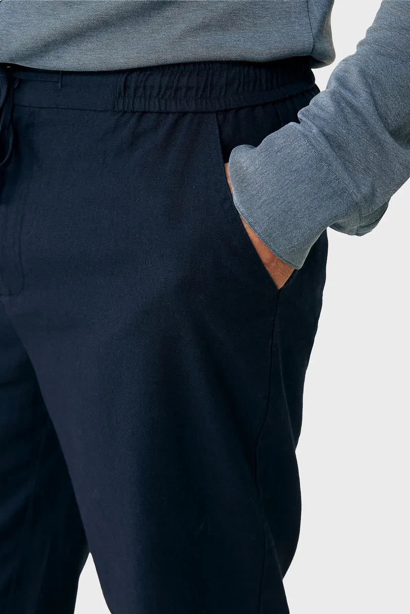 Чоловічі темно-сині лляні брюки ETHAN Basic linen pants 4
