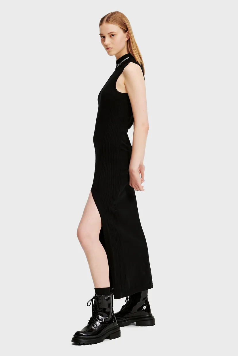 Женское черное платье KLJ KNITTED LONG SLVLESS 4