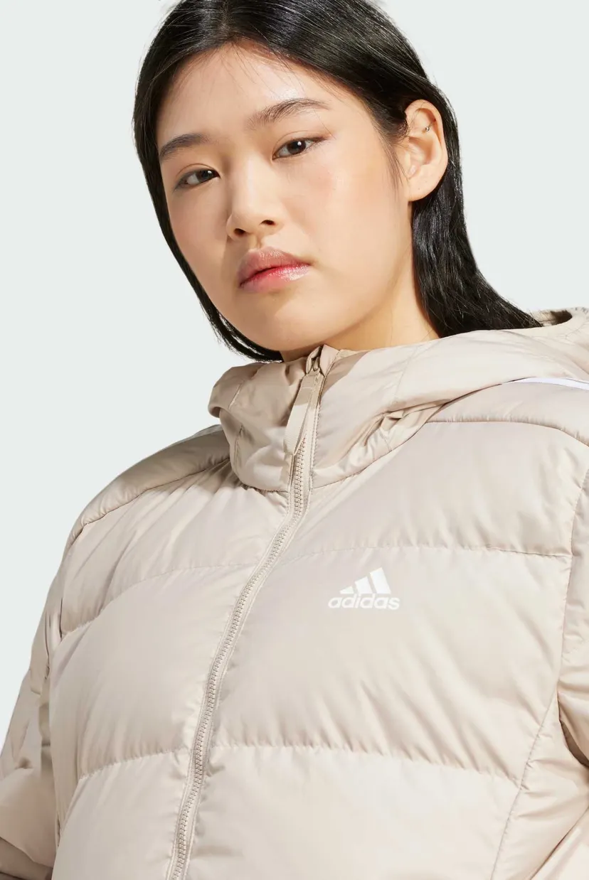 Жіночий бежевий пуховик Essentials 3-Stripes Mid Down Hooded 4