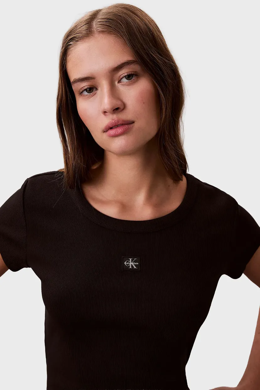 Женская черная футболка A- WOVEN LABEL 5