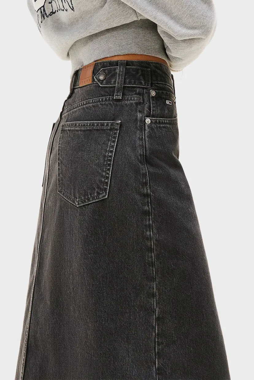 Жіноча чорна джинсова спідниця DENIM SKIRT WASHED BLACK 3
