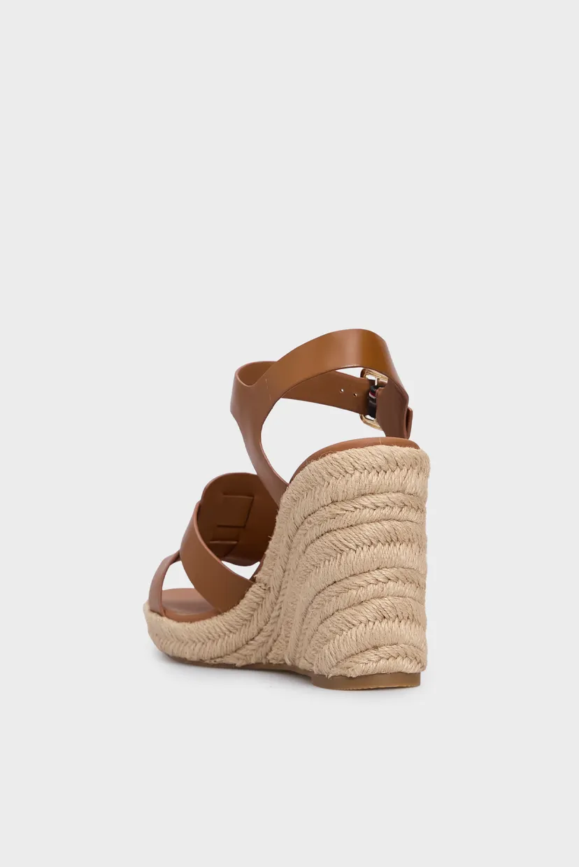 Женские коричневые кожаные босоножки ESPADRILLE HIGH WEDGE LEATHER 4