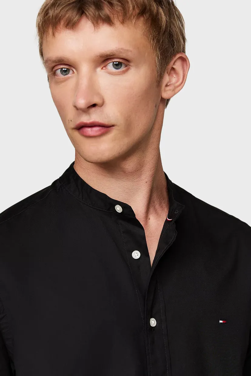 Мужская черная рубашка NATURAL SOFT SOLID MAO RF 4